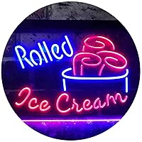 ADVPRO Rolled Ice Cream Shop Dual Color LED Neon Sign Blue & Red 24