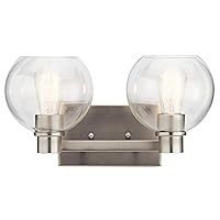 Kichler The Harmony 15.5 inch 2 Light vanity light with clear glass Brushed Nickel