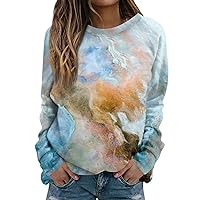 Women's Tops Fashion Casual Long Sleeved Print Round Neck Sweater Soft Lightweight Top, S-3XL