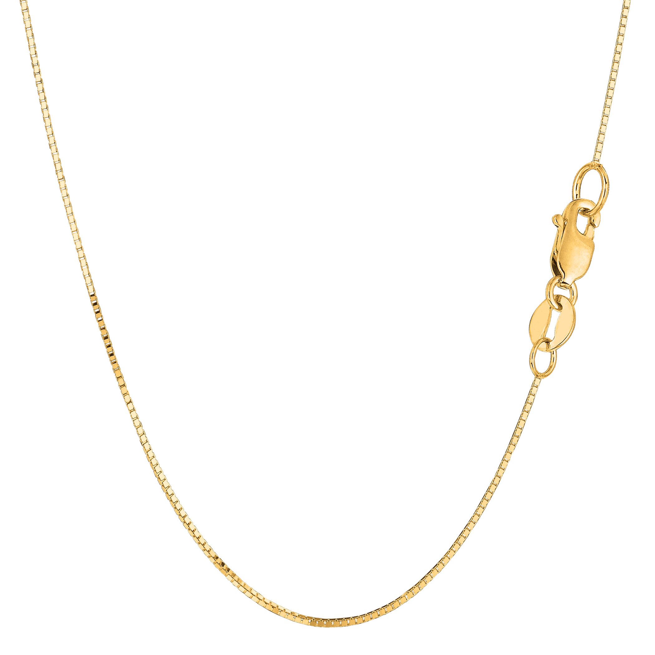 Jewelry Affairs 14k Yellow Solid Gold Mirror Box Chain Necklace, 0.7mm