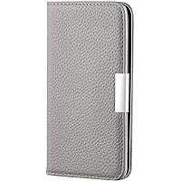 Lychee Pattern Flip Phone Case, for Apple iPhone 14 Pro Max Case 2022 Leather Shockproof Magnetic Folio Cover [Card Holder] [Kickstand] (Color : Gray)