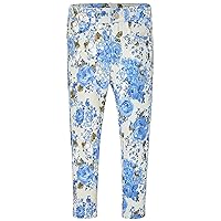 Mayoral Chic Little Girls 2-9 Light-Blue Floral Print Stretch Jeggings/Pants, Light Blue,2