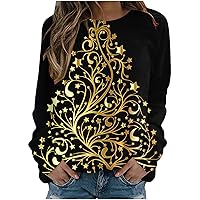 Black Christmas Sweatshirts For Women Fashion Christmas Tree Graphic Crewneck Sweatshirt Raglan Long Sleeve Xmas Shirts