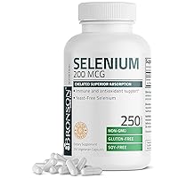 Selenium 200 mcg – Yeast Free Chelated Amino Acid Complex - Essential Trace Mineral with Superior Absorption, 250 Vegetarian Capsules