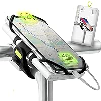 2-in-1 Phone and Power Bank (not incl.) STEM Mount, Face ID Compatible Bike Phone Holder for 4” to 6.5” Screen Smartphones, Ultra Light Weight - Bike Tie Pro Pack, Black