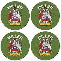 Miller English Family Surname Round Cork Backed Coasters Set of 4