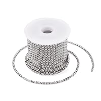 Pandahall 16.4 Feet/5M 304 Stainless Steel Curb Box Chain 2.5x2.5x1.3mm Unwelded Cable Chains Links with Spool for DIY Bracelet Earring Jewelry Crafts Making