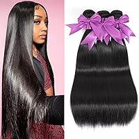 BEAUMIKALA 12A Human Hair Bundles 18 20 22 Inch Straight Bundles Human Hair 100% Unprocessed Brazilian Virgin Weave 3 Bundles Deals Thick & Tangle Free…