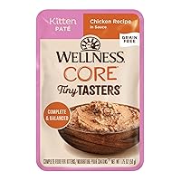 Wellness CORE Tiny Tasters Wet Kitten Food, Complete & Balanced Natural Pet Food, Made with Real Meat, 1.75-Ounce Pouch, 12 Pack (Kitten, Chicken Pate)