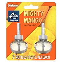 Glade PlugIns Refills Air Freshener, Scented and Essential Oils for Home and Bathroom, Mighty Mango, 1.34 Fl Oz, 2 Count