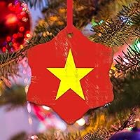 Christmas Ornament - Vietnam Ornament - Ceramic Xmas Ornaments Vietnam Flag Christmas Ornaments Country Souvenir Christmas Decorations New Year Gift to Traveler