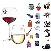 Halloween Wine Charm Bundle Set of 18 Magnetic Drink Markers for Your Party