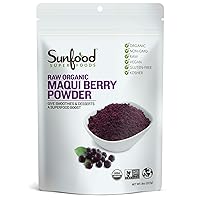 Sunfood Superfoods Organic Maqui Berry Powder - Raw | 8 oz. Bag, 37 Servings | Freeze Dried to Maintain Nutritional Integrity, Antioxidants-rich | Superfood for Smoothies, Yogurt, Desserts | Non-GMO