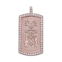 EASTERN ORTHODOX CROSS DIAMOND ROSE GOLD DOG TAG PENDANT NECKLACE - Pendant/Necklace Option: Pendant Only
