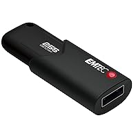 Emtec Click Secure B120 USB 3.2 Flash Drive 256 GB - Encryption software AES 256 - Read speed 100 MB/s - Black