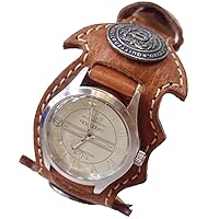 Quitter QTW037-CAM Watch Orange, Dial Color - Orange, Genuine Cowhide Leather Watch Genuine Cowhide Bat Unique Concho Coin Python Cool Vintage