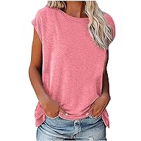 Summer Sleeve Tank Tops for Women Casual Plain Blouses Loose Fit Workout Shirts Sexy Trendy T Shirt Beach Tee