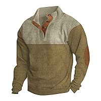 Mens Sweaters and Pullovers Dressy Mens Sweatshirt Mens Shirt Stand Collar Button Down Pullover Casual Henley Long Sleeve Sweatshirts 09-Army Green X-Large