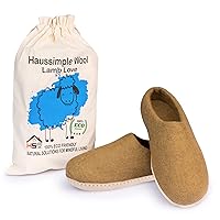 Wool Indoor Slippers Unisex Cozy House Shoes for Men Women Natural Sheep Felt Bedroom Warm Slip-On Soft Comfy Sheepskin Loafers Lightweight Footwear