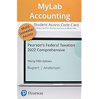 Pearson's Federal Taxation 2022 -- MyLab Accounting with Pearson eText Access Code Pearson's Federal Taxation 2022 -- MyLab Accounting with Pearson eText Access Code Kindle Paperback Printed Access Code