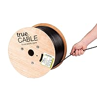 trueCABLE Cat6 Outdoor, Shielded FTP, 500ft, UV Resistant, Aerial CMX Rated, Black, 23AWG Solid Bare Copper, 550MHz, PoE++ (4PPoE), ETL Listed, Bulk Ethernet Cable