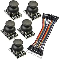 AIHJCNELE 5pcs Dual Axis XY Joystick Module Game Control Lever Sensor Game Button Controller Breakout Shield Joystick Analog Thumb Stick KY-023 with Dupont Jumper Cable Line for Arduino PS2 Switch