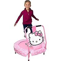 Hello Kitty Mini Trampoline, Indoor Kids Trampoline for Toddlers with Handle, Round Jumping Mat, Pink
