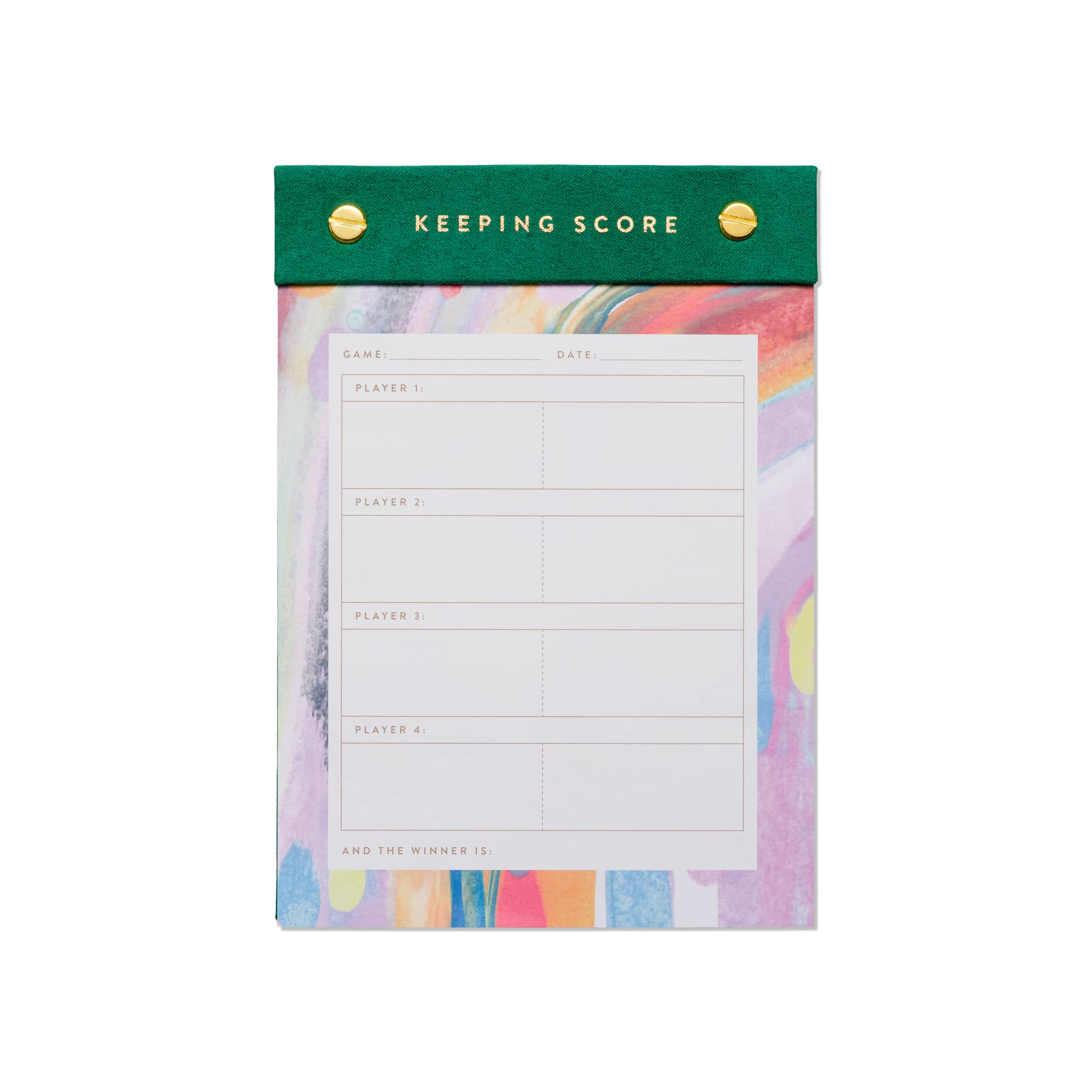DesignWorks Ink Colorful Score Keeping Notepad for Game Nights - Game Score Sheet Pad Includes 60 Perforated Game Score Sheets with 4-Player Blank Sheets for Score Keeping, Multi (PPB57-2022)