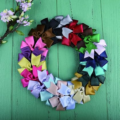 DEEKA 40PCS Pinwheel Glitter Grosgrain Ribbon Hair Bow Alligator Clips Hair Accessories Hand-made for Baby Girl