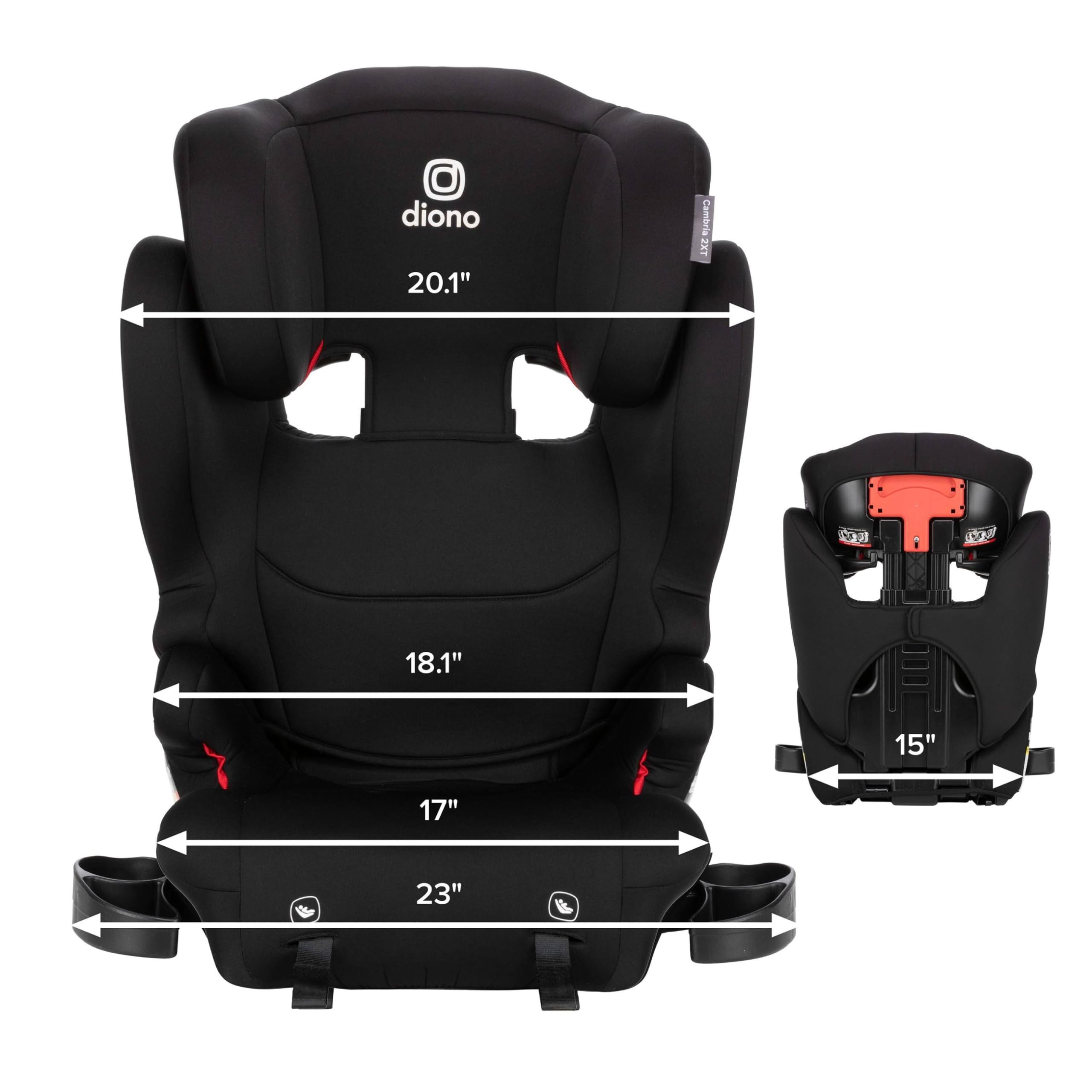 Diono Cambria 2XT XL, Dual Latch Connectors, 2-in-1 Belt Positioning Booster Seat, High-Back to Backless Booster with Space and Room to Grow, 8 Years 1 Booster Seat, Black Storm