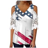 XJYIOEWT Corset Tops For Women Plus Size Push Up Women's Imitation Cotton Independence Day Print Off The Shoulder Breat