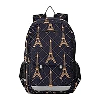 ALAZA Eiffel Tower Gold Color Lattice Geometric Laptop Backpack Purse for Women Men Travel Bag Casual Daypack with Compartment & Multiple Pockets
