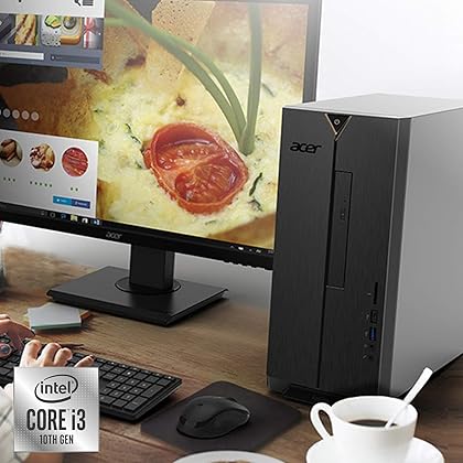 Acer Aspire TC-895-UA91 Desktop, 10th Gen Intel Core i3-10100 4-Core Processor, 8GB 2666MHz DDR4, 512GB NVMe M.2 SSD, 8X DVD, 802.11ax Wi-Fi 6, USB 3.2 Type C, Windows 10 Home