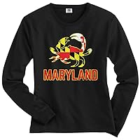 Threadrock Women's Maryland State Flag Crab Emblem Long Sleeve T-Shirt