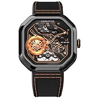 agelocer Men's Watch Automatic Mechanical Fashion Square Luminous Analogue Luxury Stainless Steel Watches for Men (NK_5003J3), Nk_5003j3, Nk_5003j3, Strap.