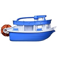 Green Toys Paddle Boat, Blue/Grey 4C - Pretend Play, Motor Skills, Kids Floating Bath Toy Boat Vehicle. No BPA, phthalates, PVC. Dishwasher Safe, Recycled Plastic, Made in USA.