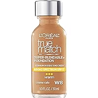 Makeup True Match Super-Blendable Liquid Foundation, Crème Café W8, 1 Fl Oz,1 Count