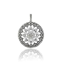 925 Sterling Silver 30 MM Round Pave Diamond Disc Pendant, Natural Real Diamond 16.8 cts Pendant, Diamond Pendant, Unisex Fine Pave Pendant Jewelry