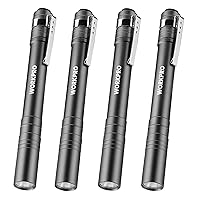 WORKPRO LED Pen Light, Aluminum Pen Flashlights, Pocket Flashlight with Clip for Inspection, Emergency, Everyday, 8AAA Batteries Include, Gray(4-Pack)