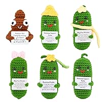 6 Pcs Mini Cute Positive Pickle Poo,Emotional Encouragement Card for Cheer Up Gifts, Funny Reduce Pressure Pickle Toy