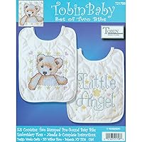 Tobin T21708 Angel Bib Pair Stamped Cross Stitch Kit, 9 by 14-Inch, White, 9