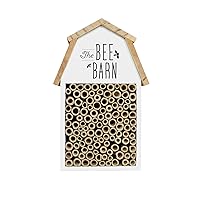 Nature's Way Wooden Bee House for Outdoor Décor, Beneficial Insects and Pollinators, Mason Bee, Leafcutter Bee, White