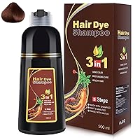 Hair Dye Shampoo, 3 in 1 Hair Color Shampoo for Women Men Gray Coverage, Herbal Ingredients Black Hair Dye 500ml (Dark Brown)