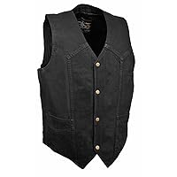 Men's 100% Cotton Basic Denim Vest S (40) Black