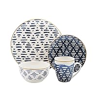 Delice Casual Round Dinnerware Set – 16-Piece Porcelain Party-4 Dinner & 4 Salad Plates, 4 Bowls, 4 Mugs – Gift for Special Occasion or Birthday, 10.5