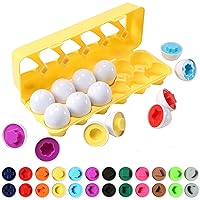 Dimple Fun Egg Matching Toy (Total 12 Eggs) - Toddler STEM Easter Eggs Toys, Shape Recognition Egg Toys for Kids, Educational Color Sorting Toys, Play Egg Shapes Puzzle Set
