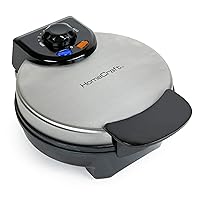 Homecraft Nostalgia HomeCraft 7 inch Round Stainless Steel Electric Belgian Thick Waffle Maker, Non Stick, Die Cast Aluminum, Easy to Clean