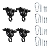 Heavy Duty Swing Hangers for Wooden Sets Playground Porch Indoor Outdoor & Hanging with Snap Hooks (4 pcs Black)