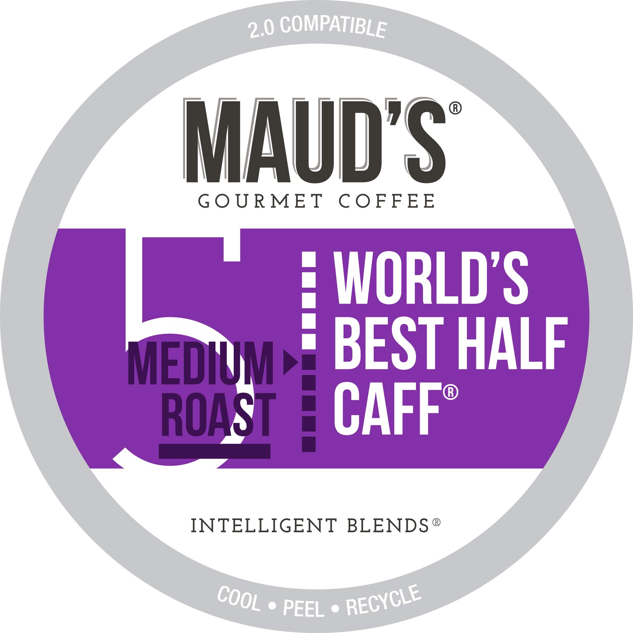Maud's Half Caff Coffee (World's Best Half Caff), 100ct. Solar Energy Produced Recyclable Single Serve Medium Roast Half Caff Coffee Pods –...