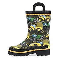 Western Chief Waterproof Printed Rain Boot with Easy Pull On Handles, Tractor Tough, 12 M US Little Kid